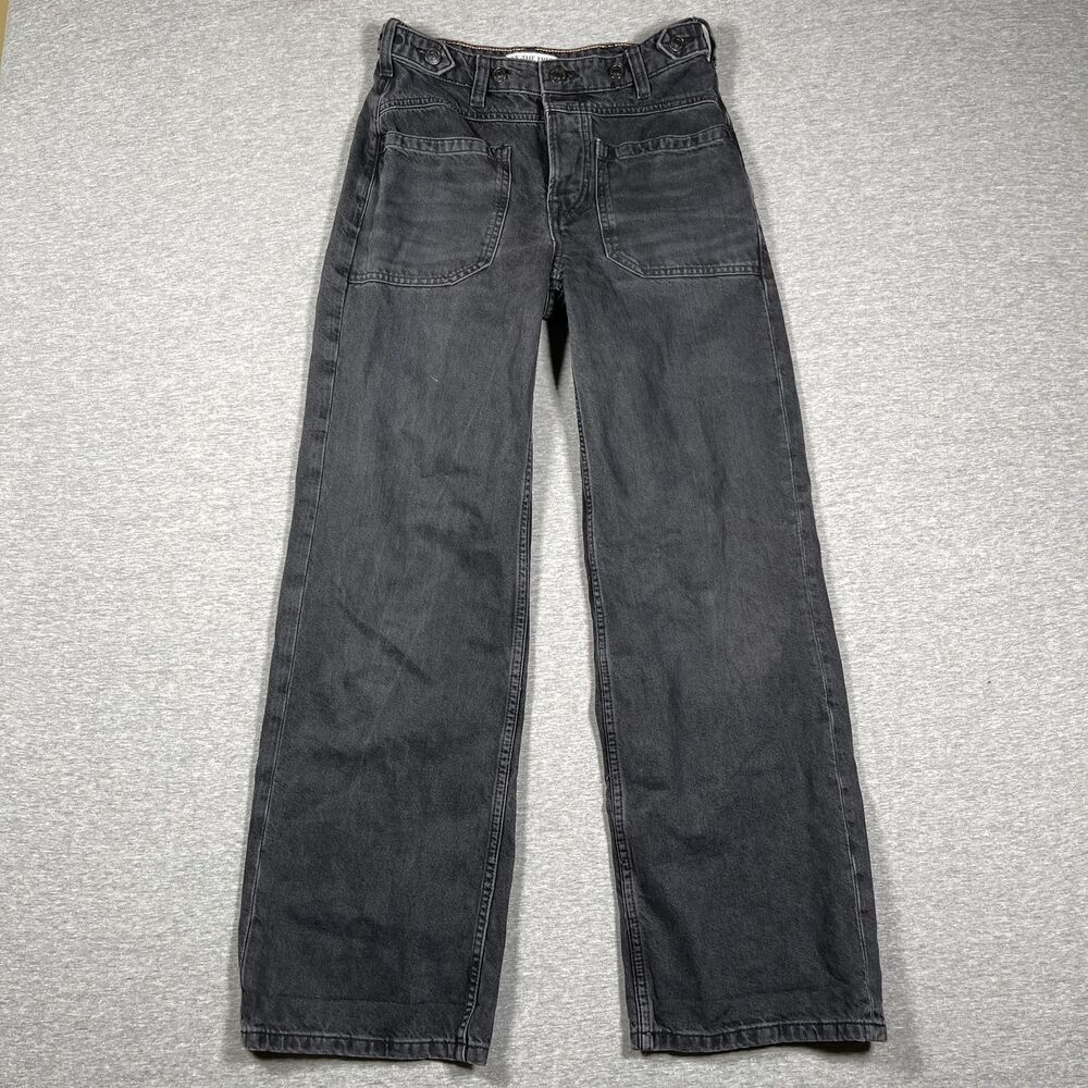 We The Free Jeans Womens 24 Black Charcoal Wash Wide-Leg Relaxed Baggy Y2K